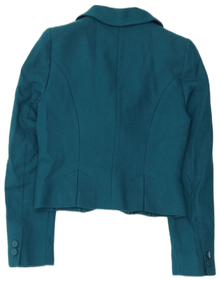 Giacca blazer a 2 bottoni corta da donna Hobbs UK 10 piccola lana blu
