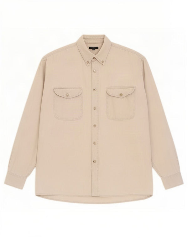 Camicia vintage da uomo in velluto a coste grande in cotone grigio