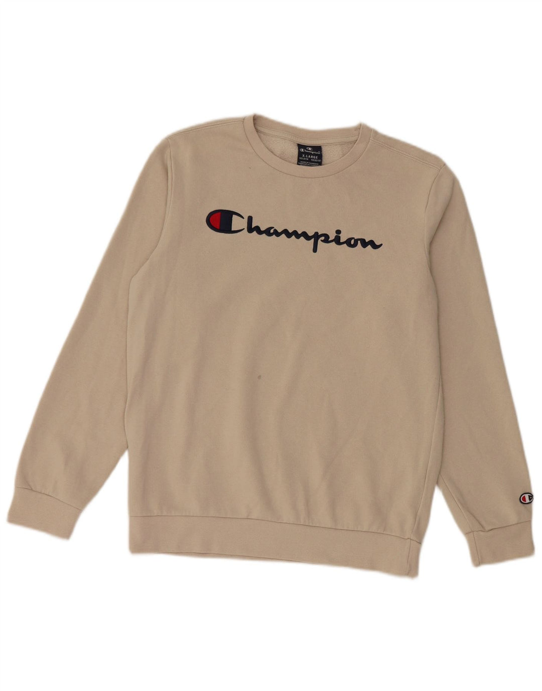 Felpa con grafica CHAMPION per ragazzi 13-14 anni XL in cotone beige