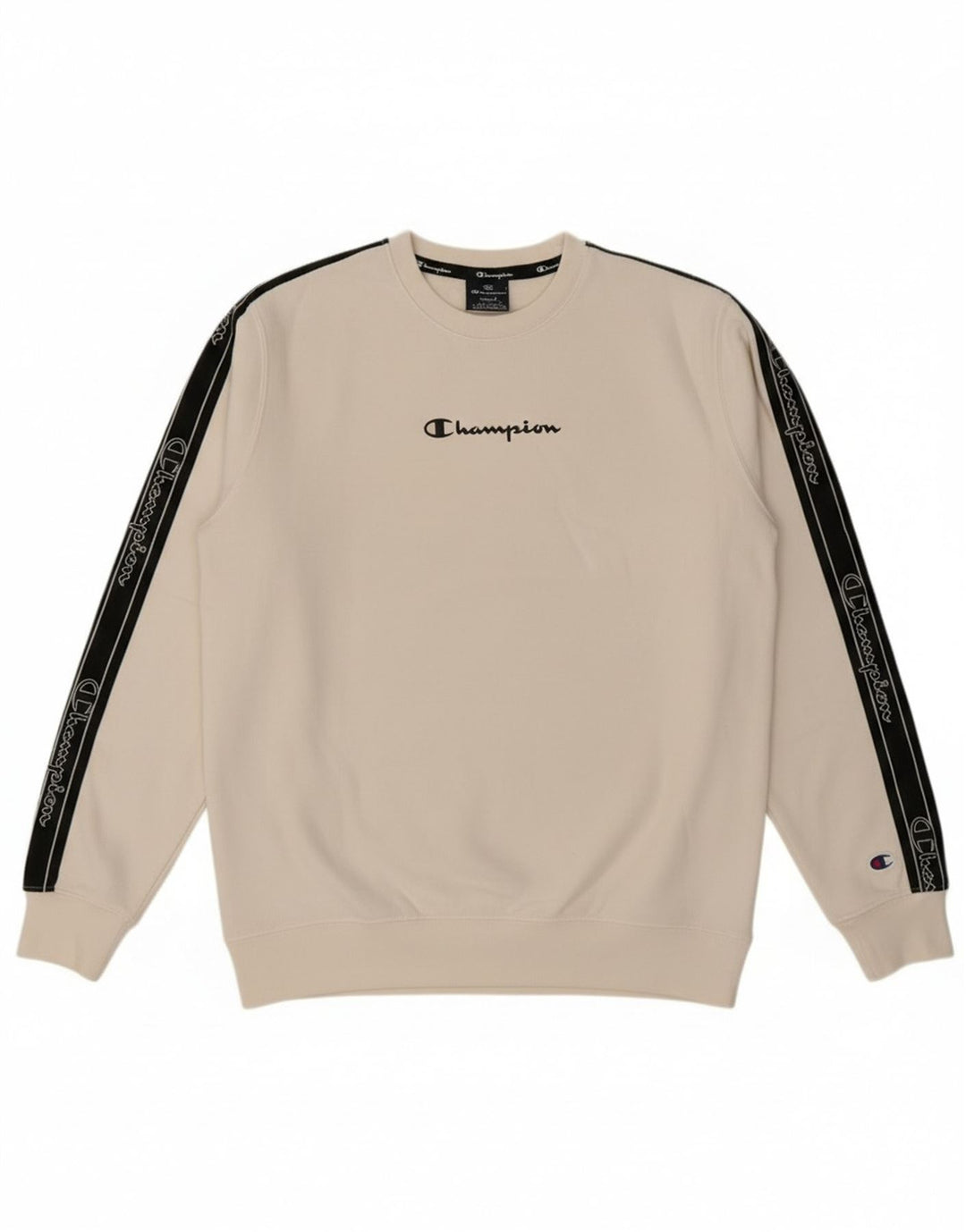 Felpa grafica da uomo Champion, maglione piccolo, cotone color block bianco