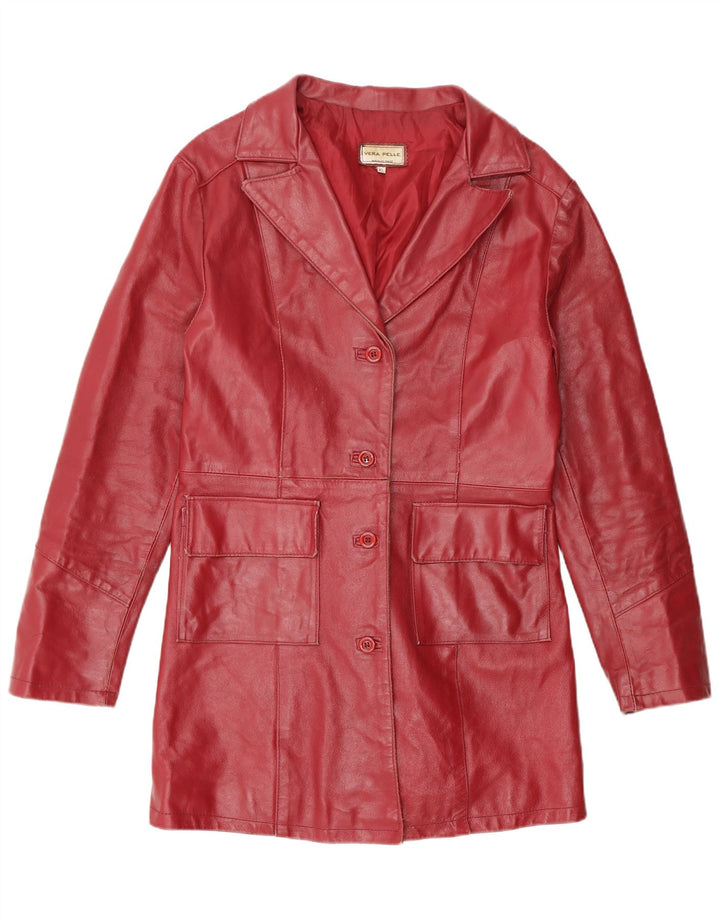 Cappotto in pelle vintage da donna UK 18 XL in pelle rossa