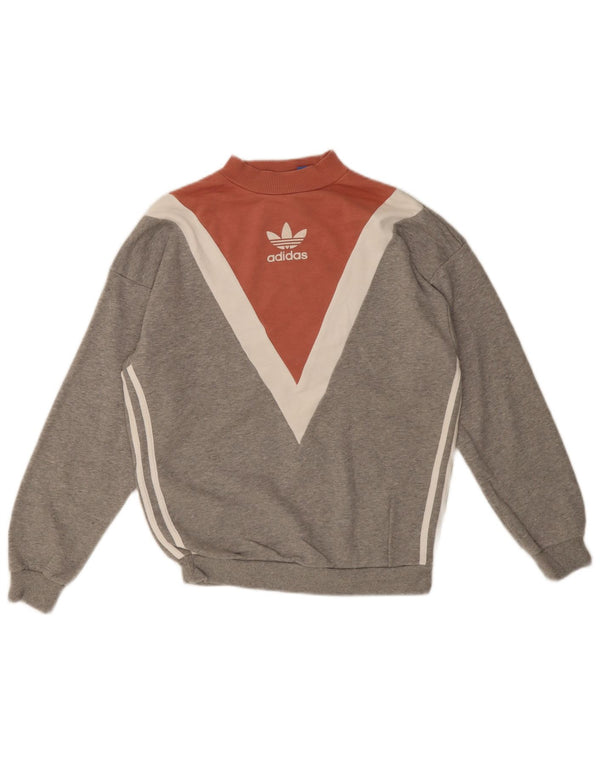 Felpa oversize da donna Adidas UK 6 XS in cotone color block grigio