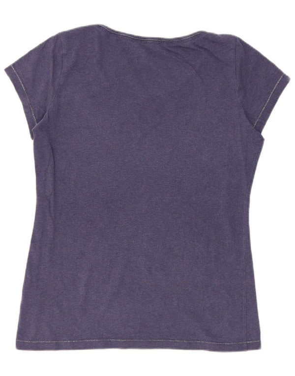 T-shirt grafica da donna Lotto Top UK 10 Small in cotone blu navy