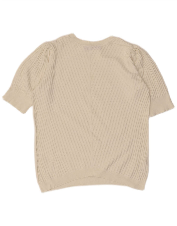 Maglione maglione girocollo corto da donna Marks & Spencer UK 10 piccolo bianco sporco