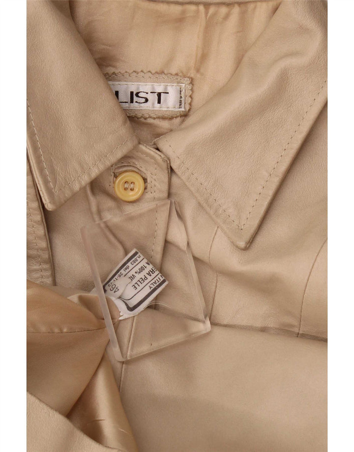 Giacca in pelle vintage da donna IT 46 grande beige