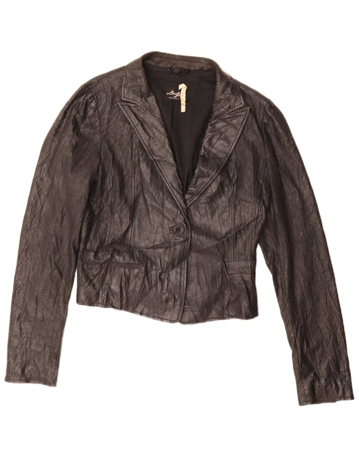 Giacca blazer in ecopelle a 1 bottone corta da donna Liu Jo IT 46 grande nera
