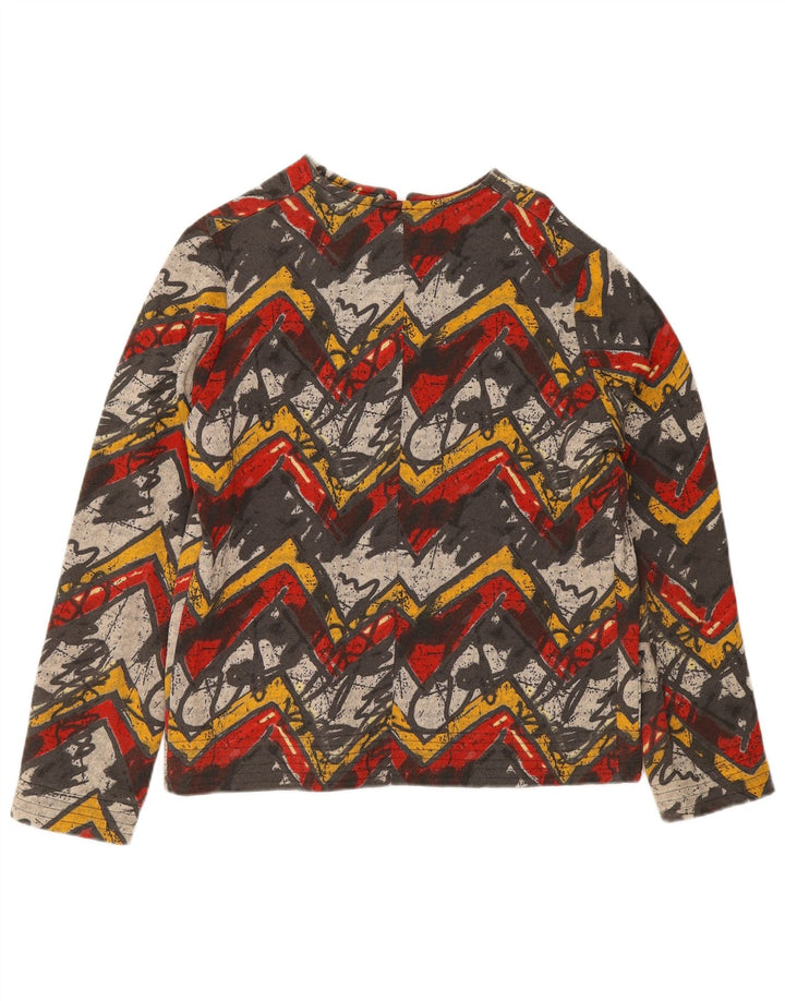 Giacca da ginnastica vintage da donna con motivo astratto UK 18 XL multicolore
