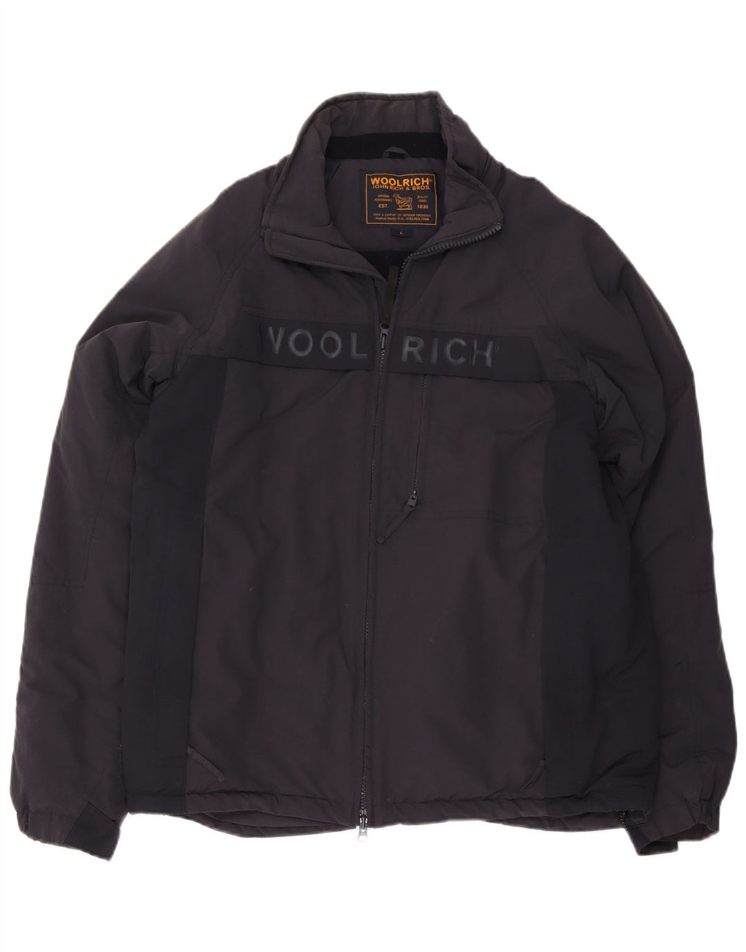 Giacca a vento grafica da uomo Woolrich UK 40 Large in nylon blu navy