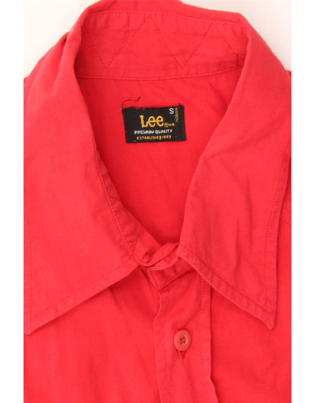 LEE Mens Short Sleeve Shirt Small Red Cotton Vintage Lee and Second-Hand Lee from Messina Hembry 