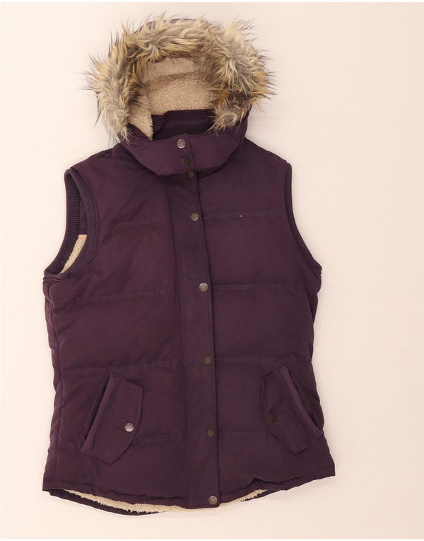 Gilet imbottito con cappuccio da donna Fat Face UK 12 Poliestere viola medio