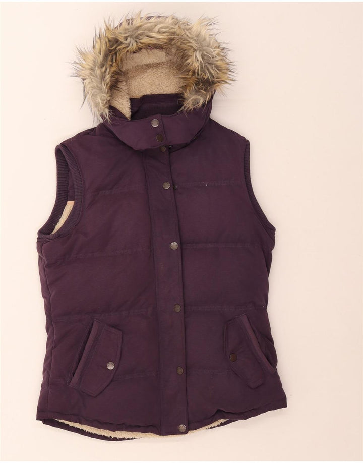 Gilet imbottito con cappuccio da donna Fat Face UK 12 Poliestere viola medio