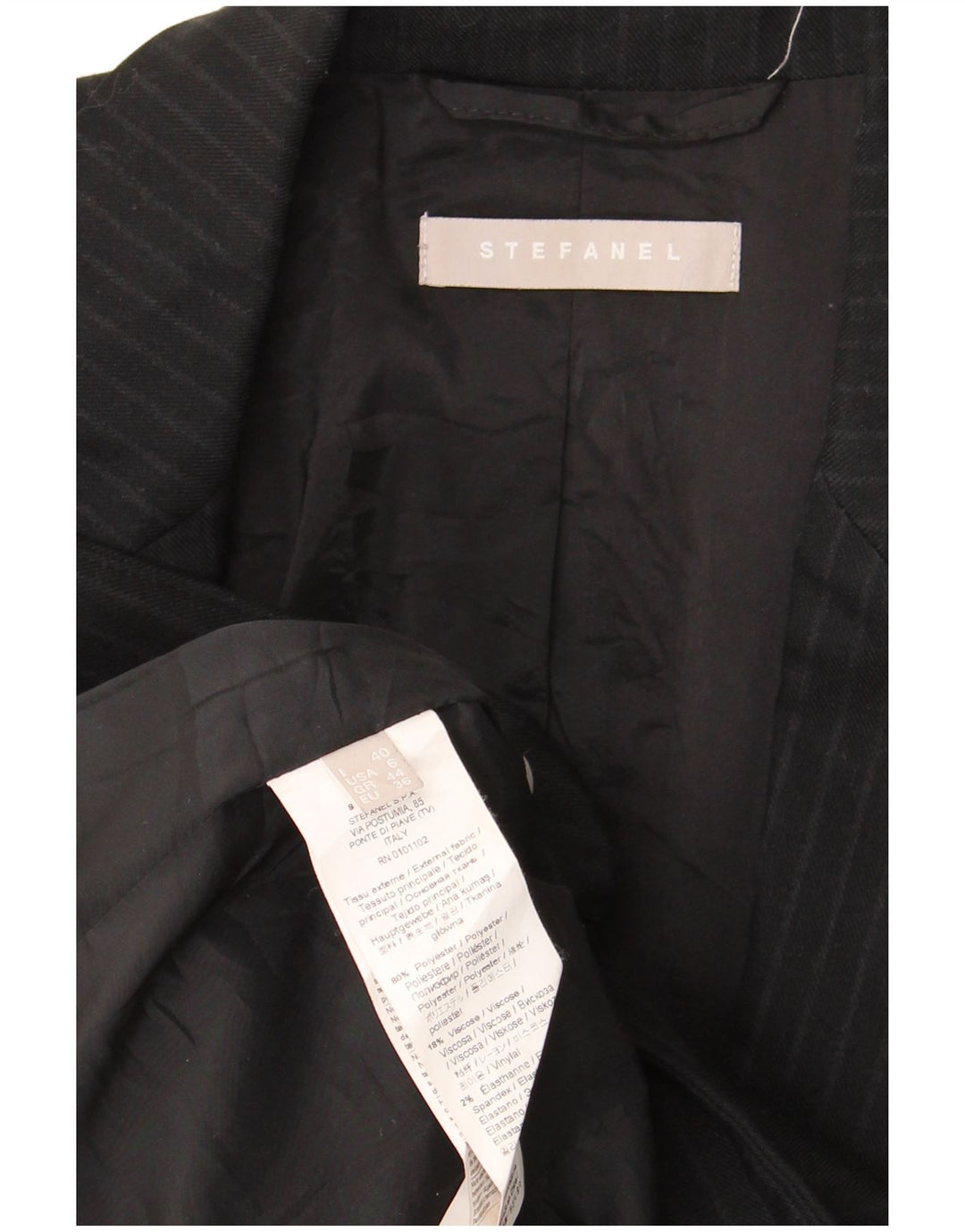 Stefanel Abito da Donna 1 Bottone 2 Pezzi IT 40 Piccolo W28 L28 Gessato Nero