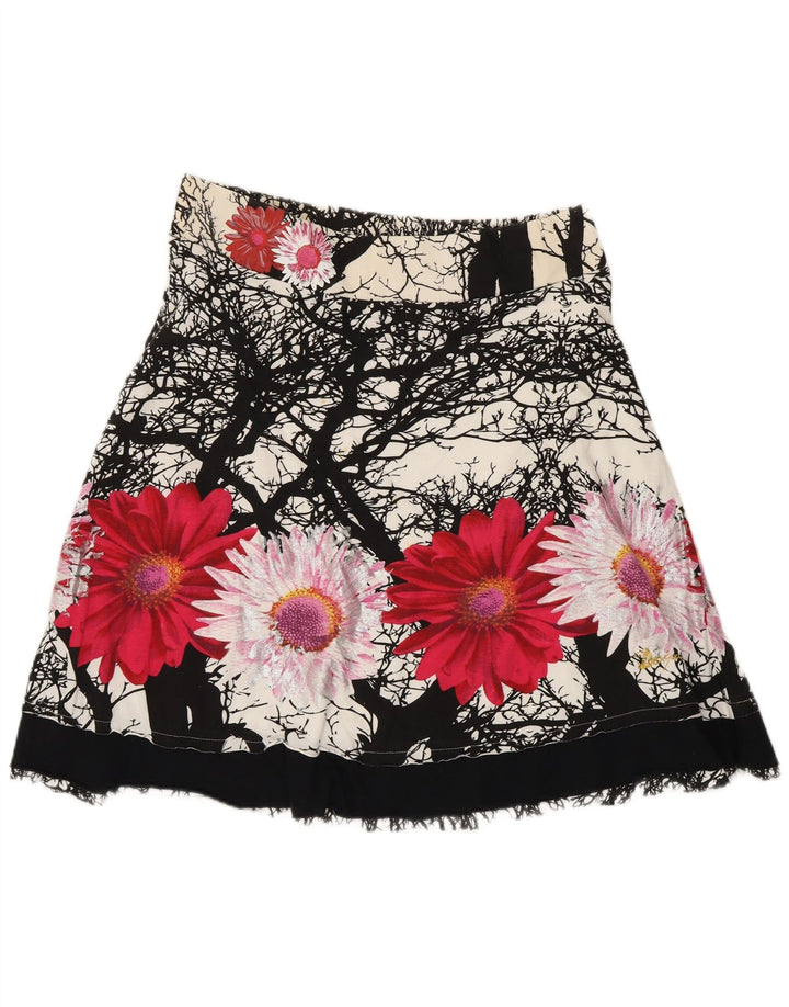 Gonna a trapezio da donna vintage media W30 in cotone floreale multicolore