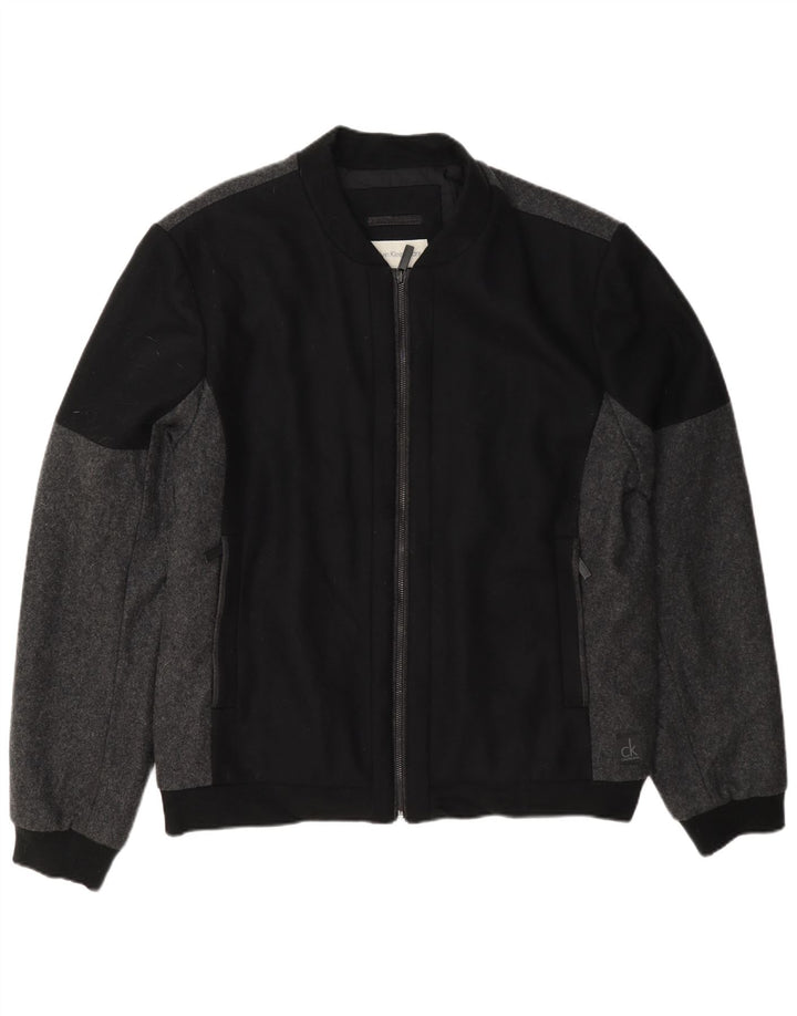 Giubbotto bomber da uomo Calvin Klein UK 44 2XL Lana color block nera
