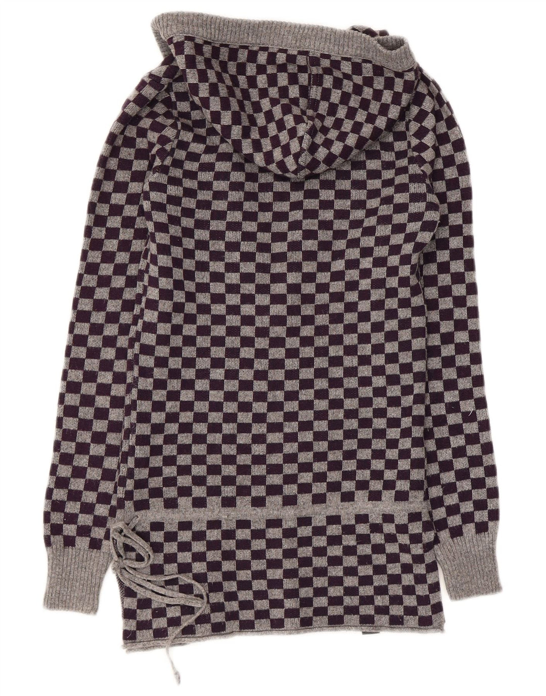 Maglione maglione con cappuccio da donna Converse UK 10 piccolo viola geometrico in lana