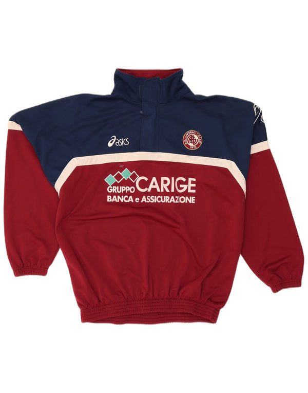 Felpa Asics da uomo con collo con zip grafica, maglione grande color bordeaux