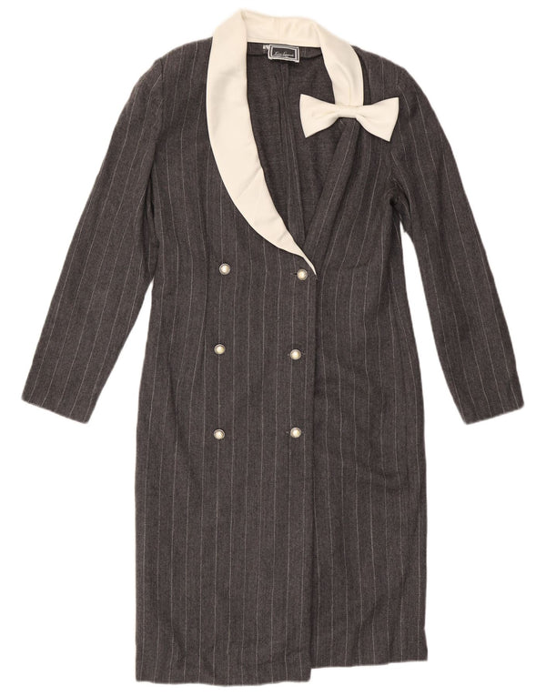 Abito camicia a maniche lunghe da donna Luisa Spagnoli UK 14 grande gessato grigio