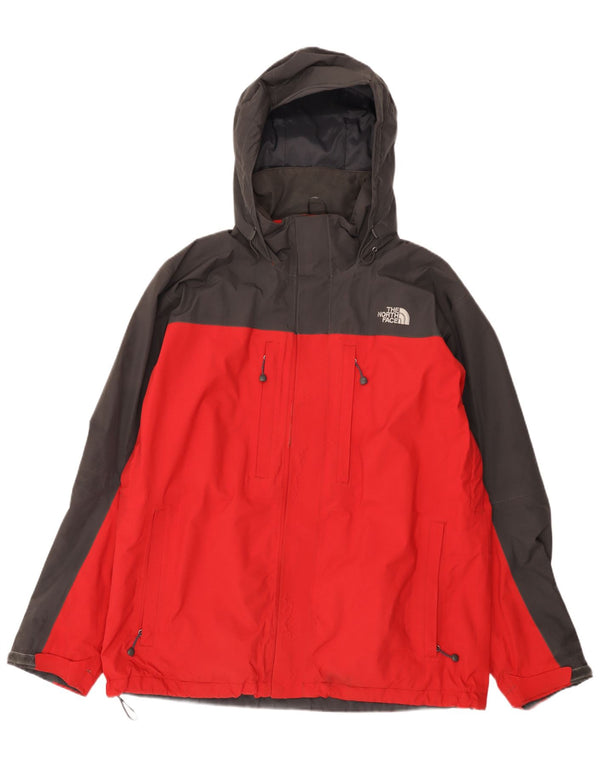 Giacca antipioggia da uomo con cappuccio The North Face UK 42 XL Nylon rosso a blocchi di colore