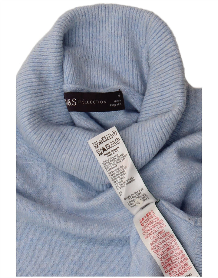 Maglione maglione a collo alto da donna Marks & Spencer UK 14 Poliestere blu medio