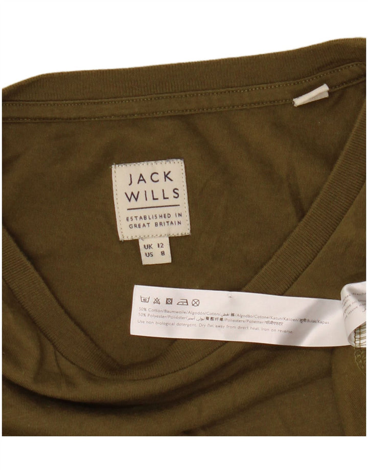 T-shirt da donna Jack Wills Top UK 12 cotone kaki medio