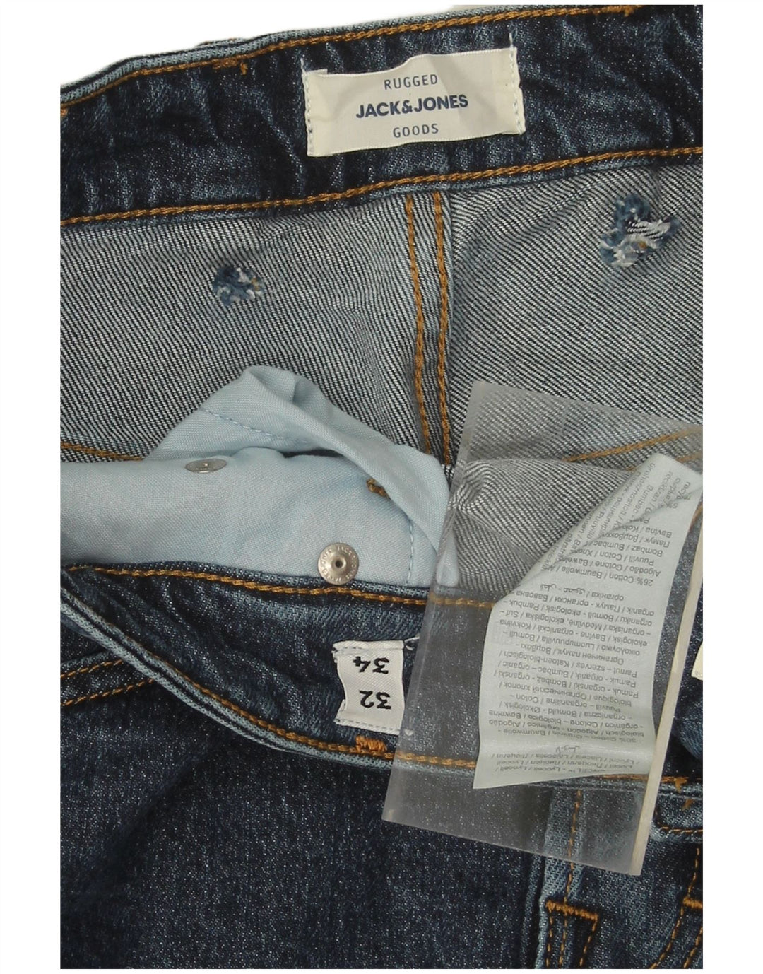 JACK & JONES Mens Rugged Slim Jeans W32 L34 Navy Blue Tencel