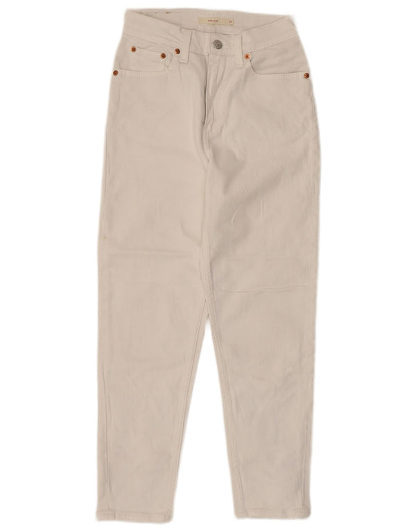 Jeans cropped Mom da donna Levi's W24 L24 cotone bianco sporco