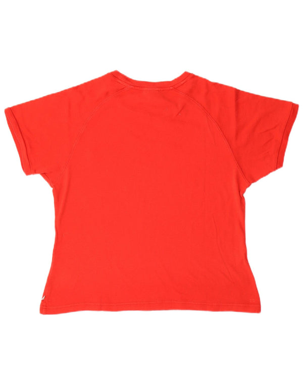 T-shirt corta da donna ADIDAS UK 14 rosso medio in cotone