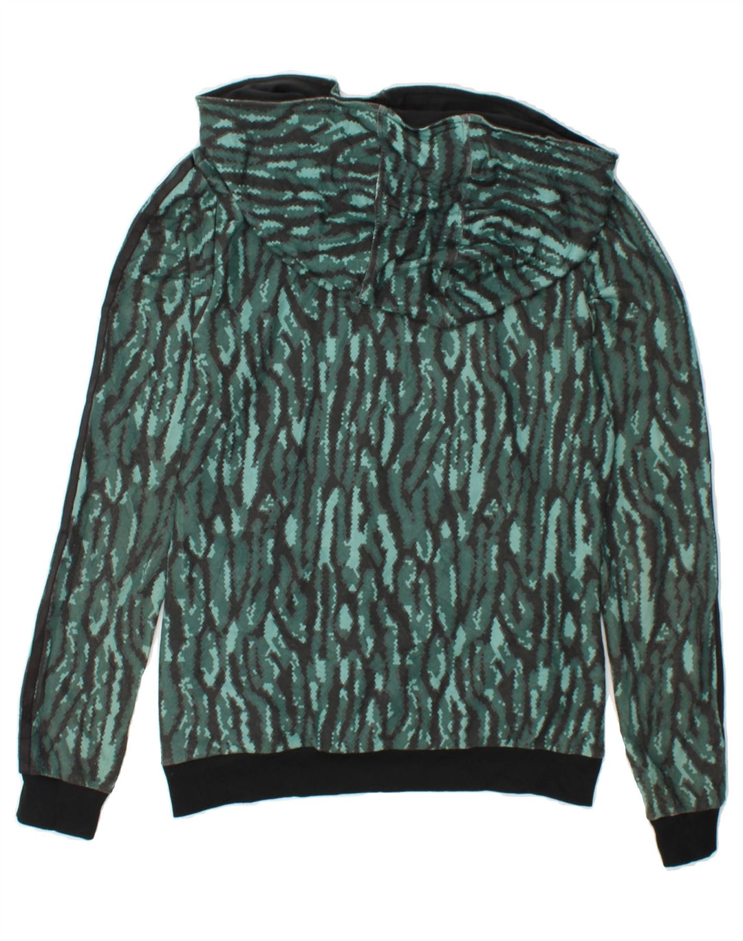 ADIDAS Mens Hoodie Jumper Small Green Animal Print Polyester Vintage Adidas and Second-Hand Adidas from Messina Hembry 