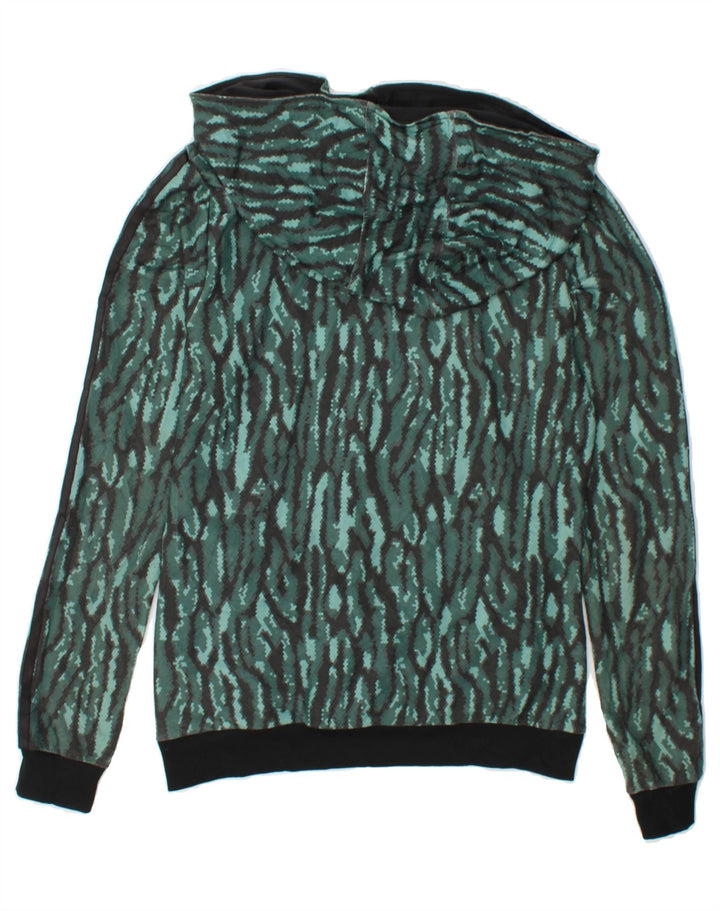 ADIDAS Mens Hoodie Jumper Small Green Animal Print Polyester Vintage Adidas and Second-Hand Adidas from Messina Hembry 