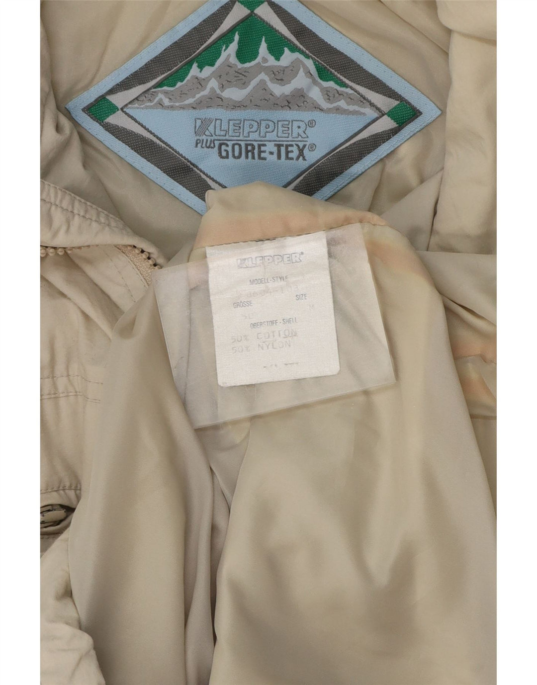 KLEPPER Giacca da uomo con cappuccio Gore-Tex UK 38 Cotone beige medio