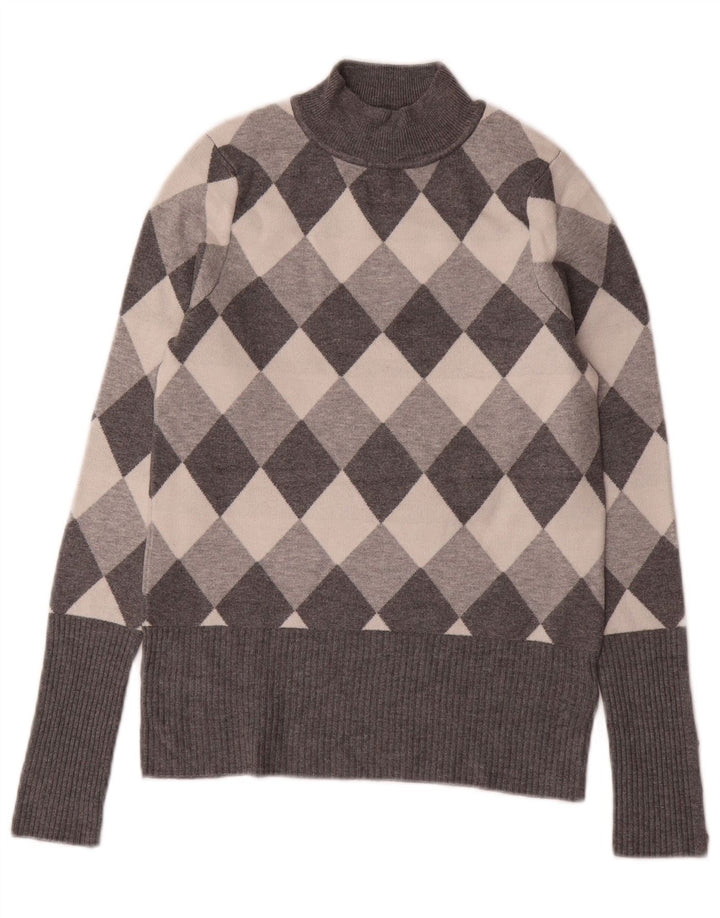 Maglione maglione a collo alto da donna Marks & Spencer UK 8 piccolo grigio