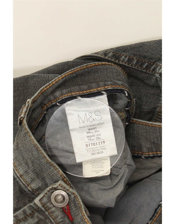 Jeans dritti da uomo Marks & Spencer W34 L29 cotone grigio