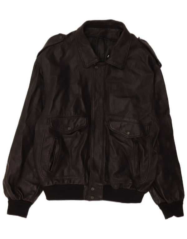 Giacca in pelle militare da uomo Marpel UK 40 grande in pelle nera