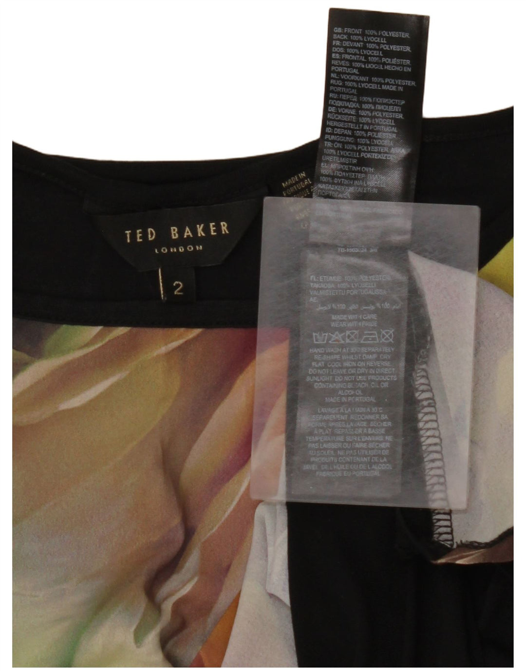 TED BAKER Camicetta oversize senza maniche da donna taglia 2 piccola floreale nera