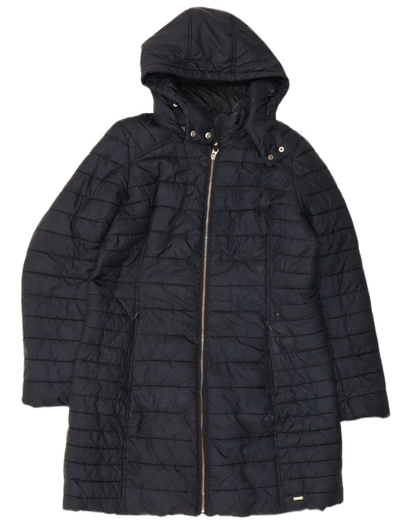 Cappotto imbottito con cappuccio da donna Joules UK 16 grande poliestere blu navy