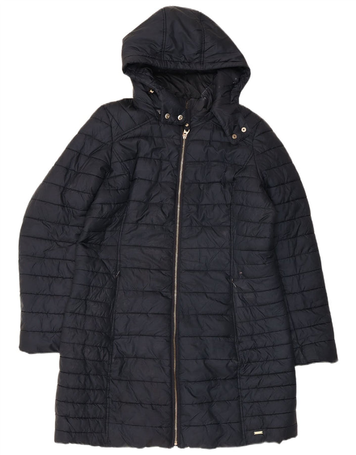 Cappotto imbottito con cappuccio da donna Joules UK 16 grande poliestere blu navy