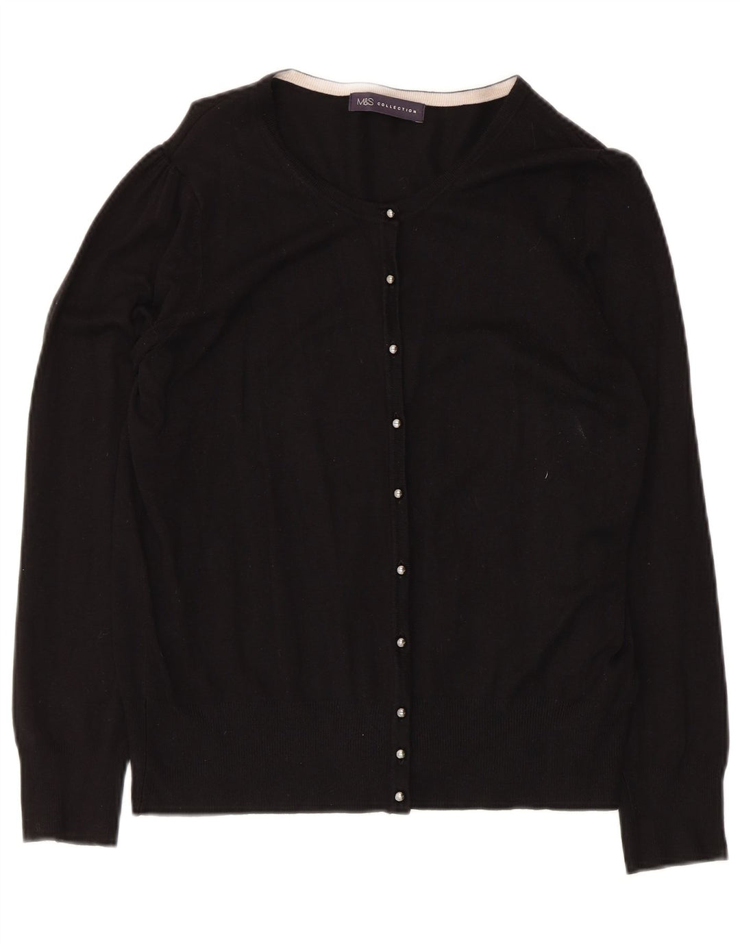 Maglione cardigan da donna Marks & Spencer UK 14 Viscosa nera media