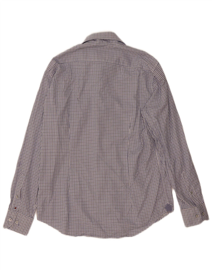 Camicia aderente da uomo Tommy Hilfiger taglia 41/16 grande motivo a quadri blu