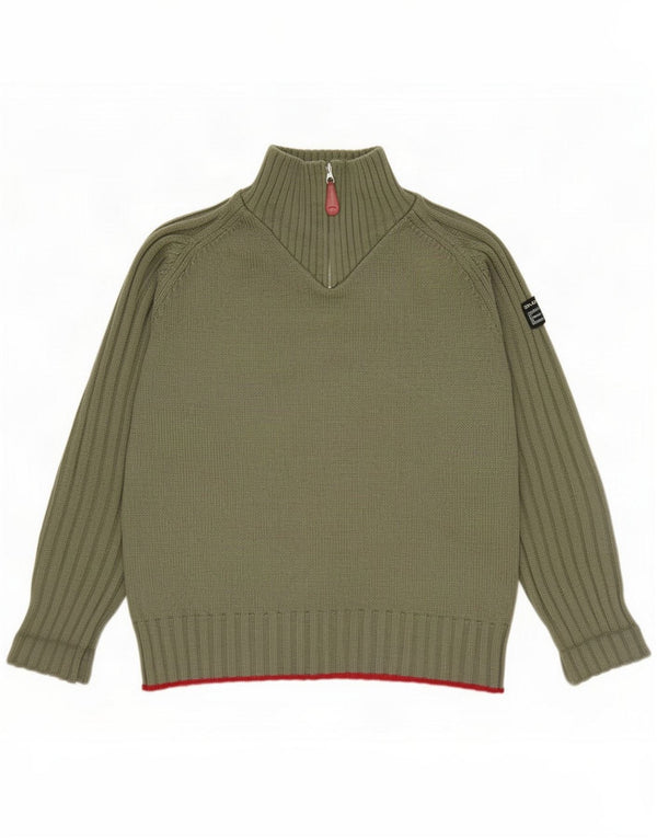 Energie Womens Zip Neck Jumper Sweater UK 18 XL Khaki Wool