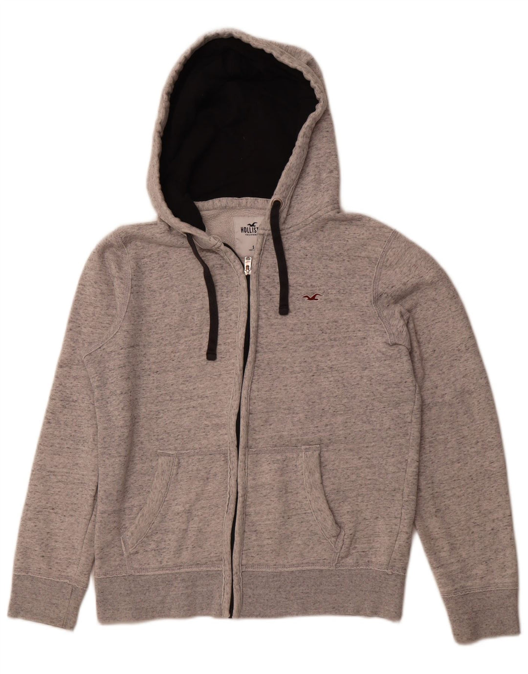Maglione con cappuccio e zip da uomo HOLLISTER piccolo in cotone chiazzato grigio