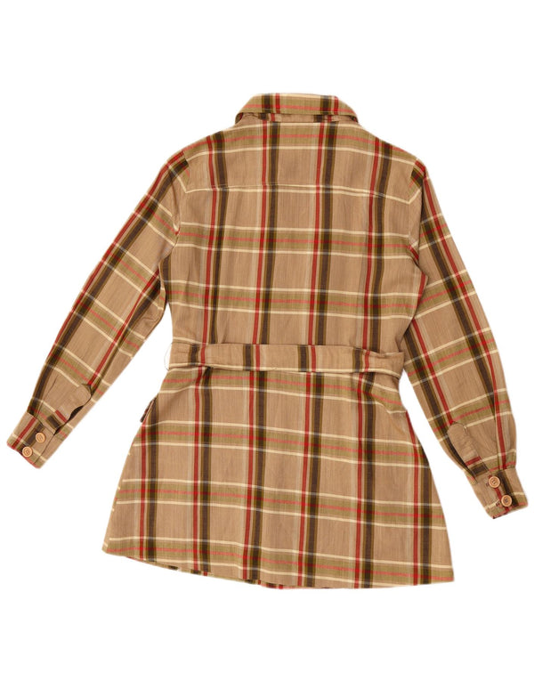 Camicetta a camicia lunga da donna Daniel Hechter UK 10 piccolo quadretto marrone