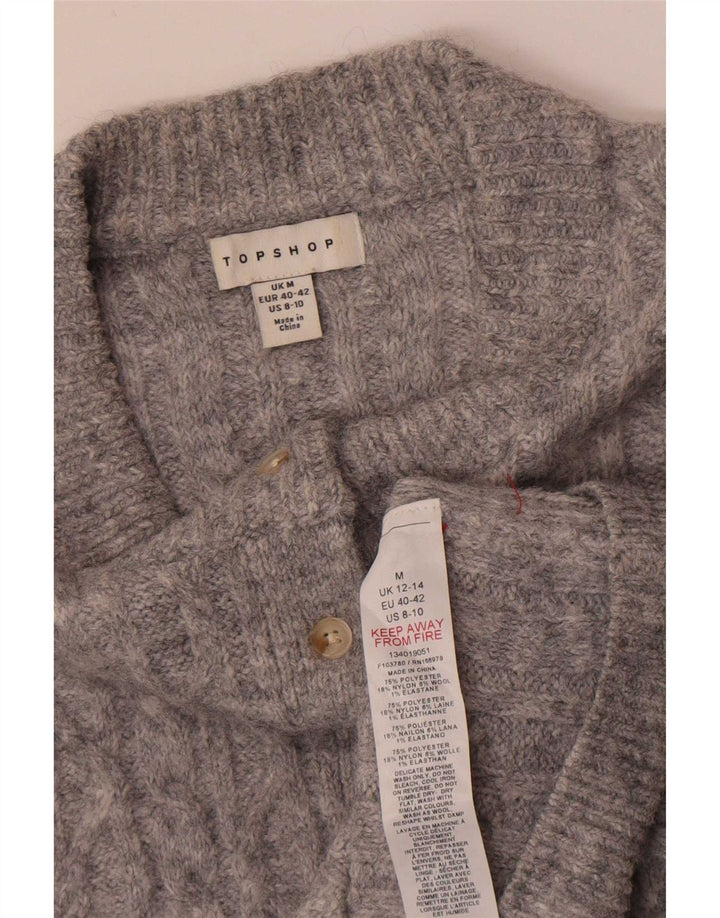 Maglione cardigan corto da donna Topshop UK 12 Poliestere grigio medio
