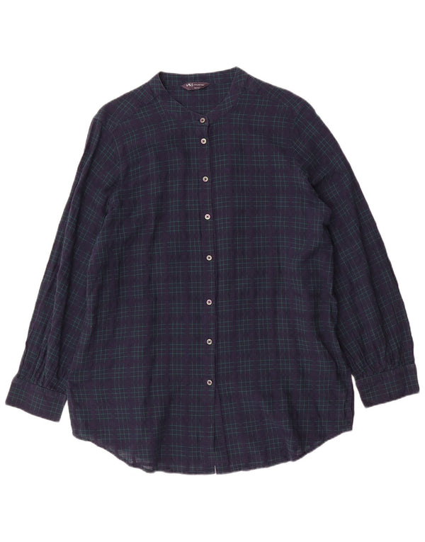 Camicia da donna Marks & Spencer UK 14 grande cotone a quadri blu navy