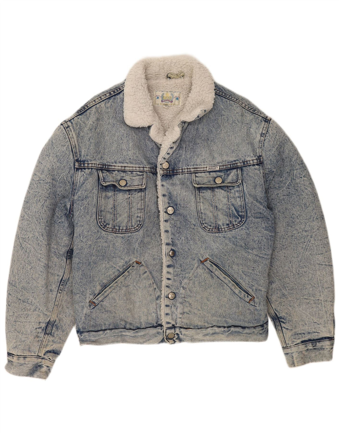 Giacca da uomo in denim Sherpa Rifle da uomo UK 40 grande blu