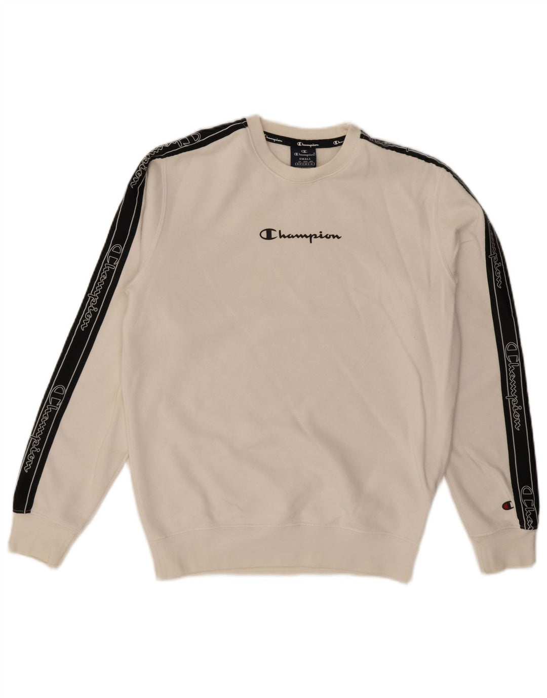 Felpa grafica da uomo Champion, maglione piccolo, cotone color block bianco