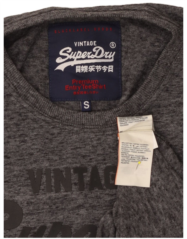 T-shirt grafica da uomo SUPERDRY Top in cotone chiazzato grigio piccolo