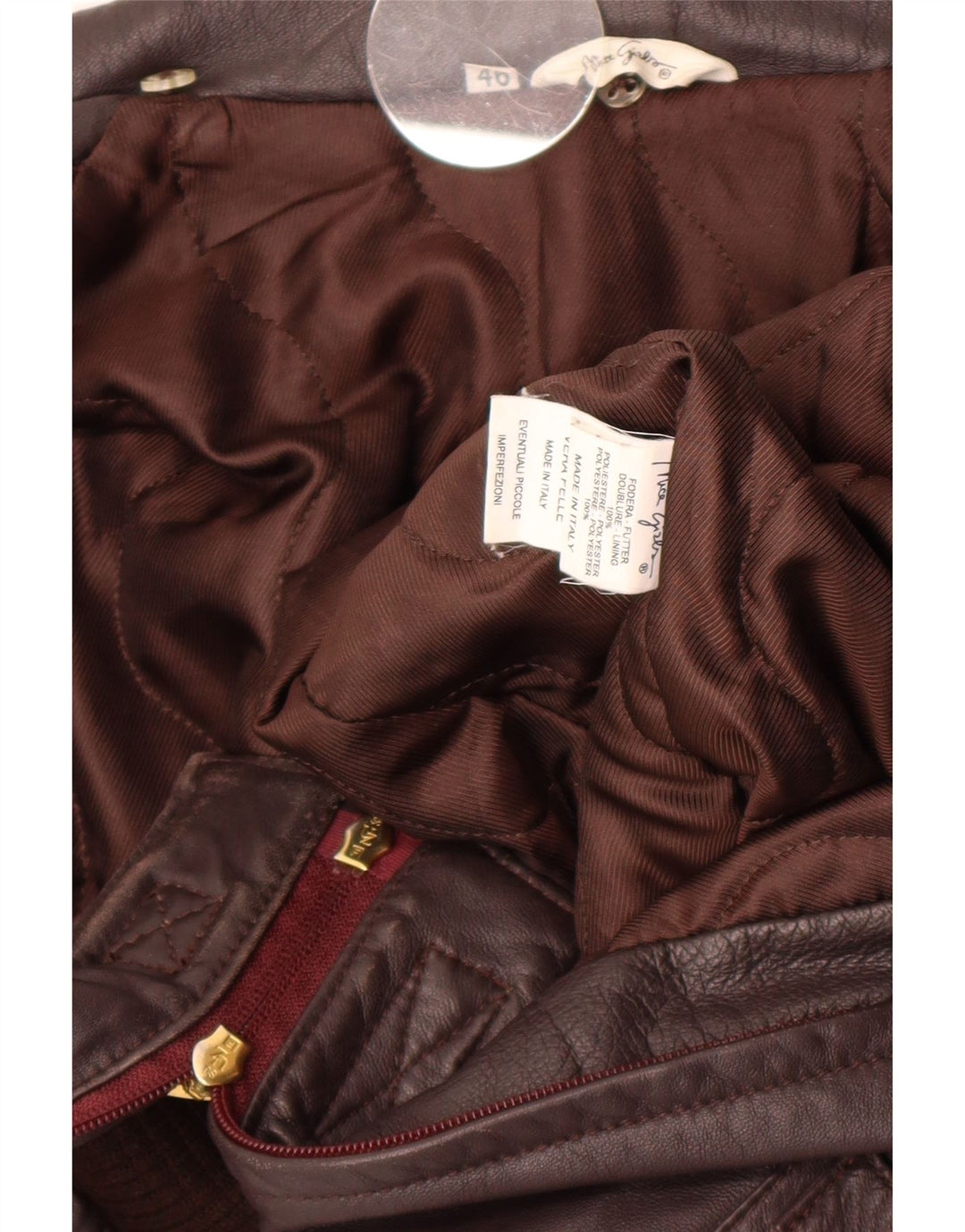 Giacca in pelle da donna vintage IT 46 grande in pelle marrone