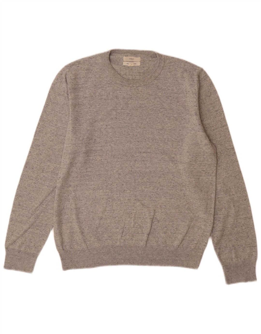 Maglione maglione girocollo da uomo Marks & Spencer grande cotone chiazzato grigio