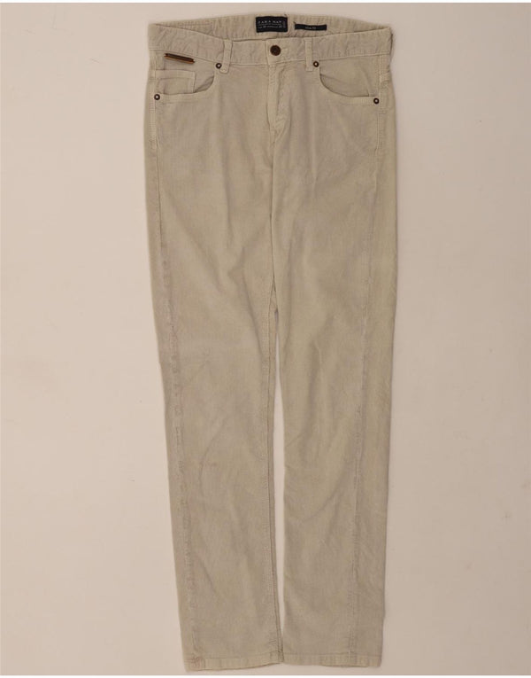 Pantaloni Zara da uomo slim fit in velluto a coste EU 38 Small W30 L32 Beige