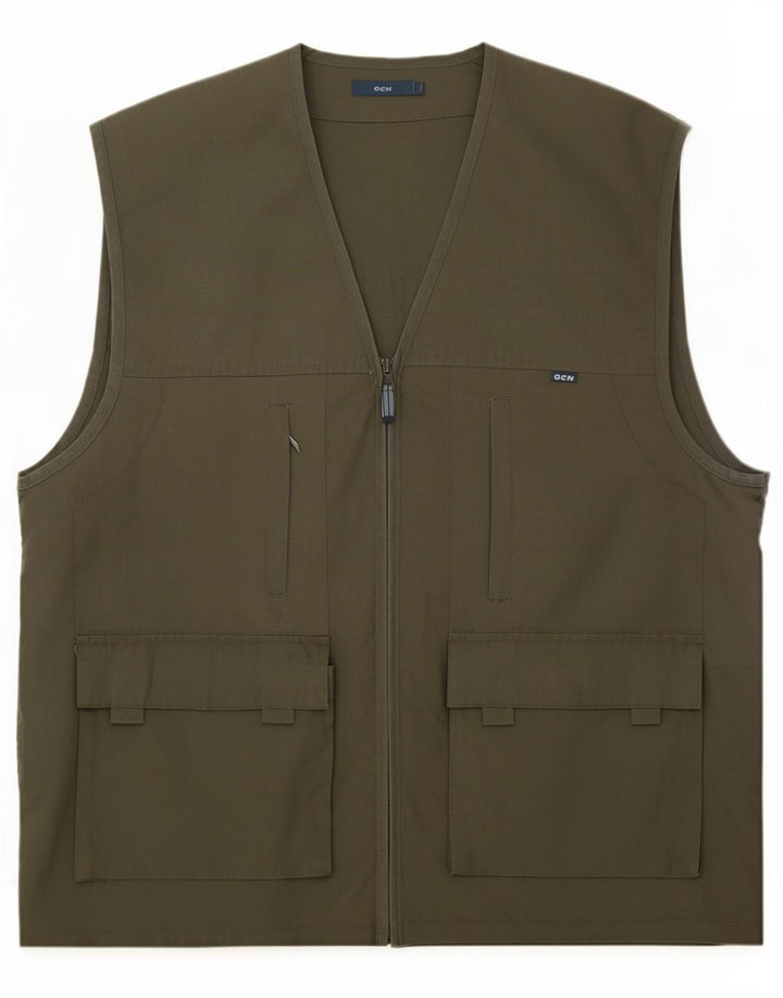 Gilet pratico da uomo vintage UK 40 grande color kaki